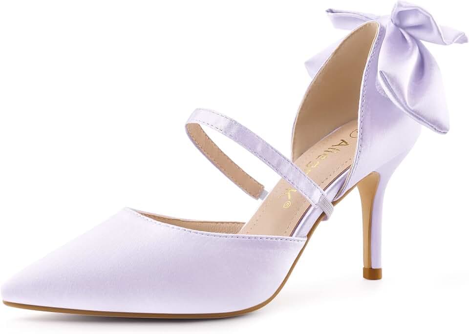 Allegra K Damen Pumps mit spitzem Zehenbereich und Schleife
