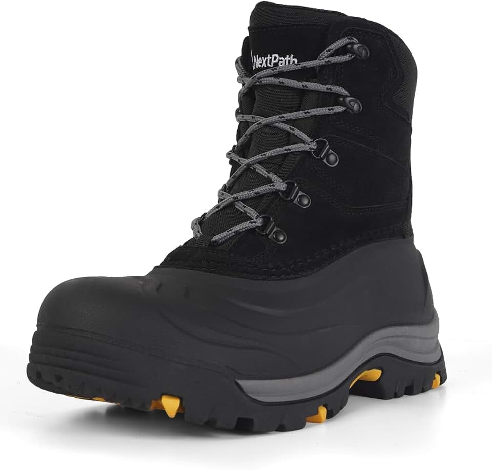 Men's Snow Boots, 3M Thinsulate Leater Winter Work Boots For Men