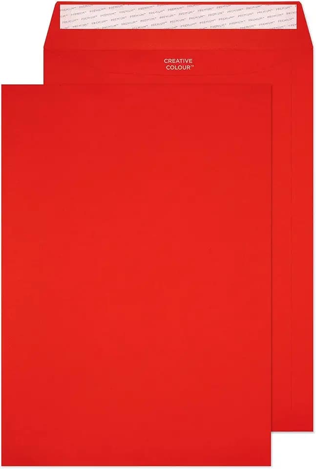 Blake Creative Colour 63406P Farbige Briefumschläge Haftklebung Pillar Box Rot C4 229 x 324 mm 120g/m² | 10 Stück
