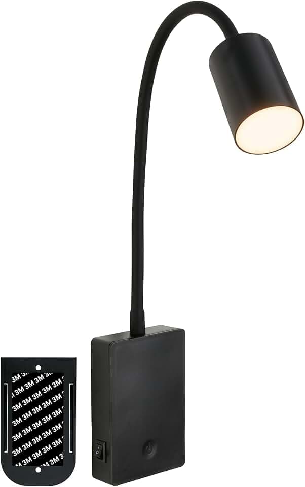 BRILONER - LED Leselampe, Akku, Touch, Dimmbar, Halterung Ankleben, Schwarz