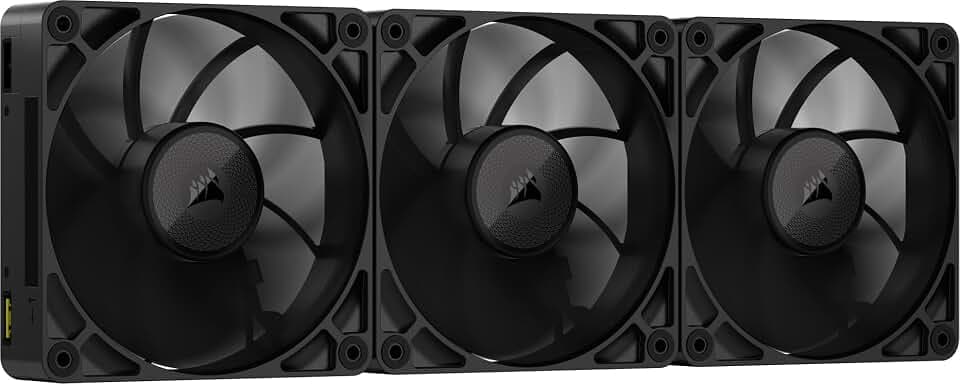 CORSAIR iCUE LINK RX120 MAX 120mm PWM Dicker Lüfters mit iCUE LINK System Hub – Hochstatischer Druck – Liquid Crystal Polymer – Magnetisches Kuppellager – Dreierpack – Schwarz