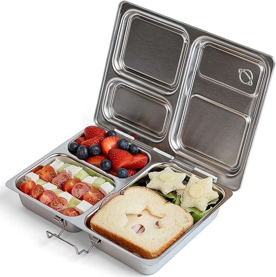 PlanetBox Launch Stainless Steel Lunchbox Replacement - Brushed Finish, Recycled Bento Box Container for Kids and Adults, Sustainable Lunch Box