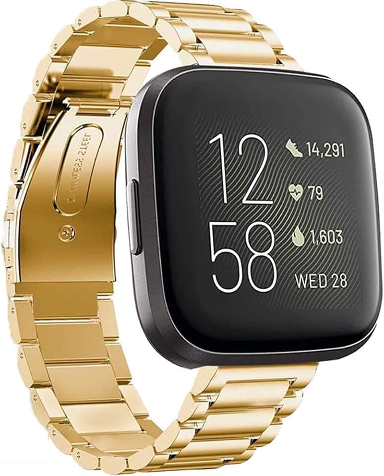 LvBu Armband Kompatibel mit Fitbit Versa 2, Classic Edelstahl Uhrenarmband für Fitbit Versa 2 Fitness-Smartwatch