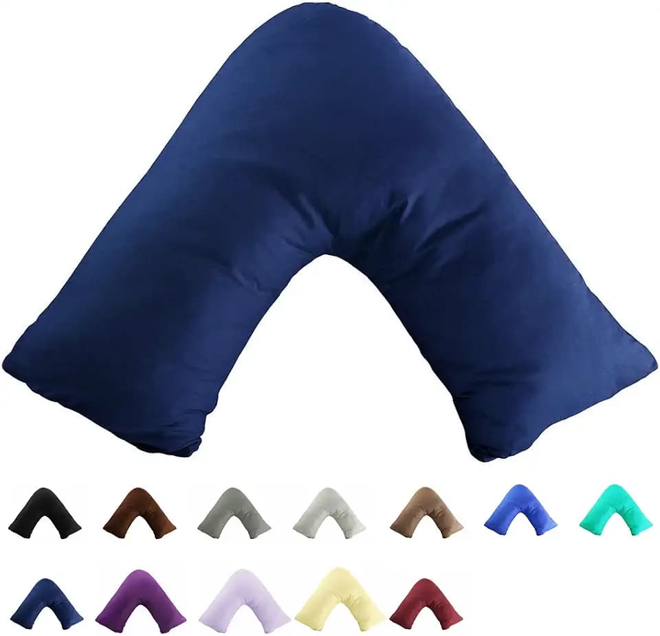 Gyulin-Kissenbezug aus 100% Baumwolle - Fadendichte: 300 – Solider Hotelverschluss – V-förmiger Kissenbezug (ohne Kissen), 100 % Baumwolle, marineblau, V Shaped Pillowcase