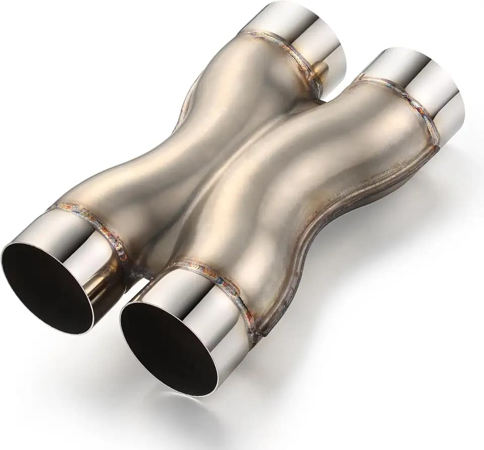 X Pipe 3 Inch, Dual 3" Inlet/Outlet, 12" Overall Length Stainless Steel Crossover X-Pipe, Weld-On Design, Universal for Car Truck