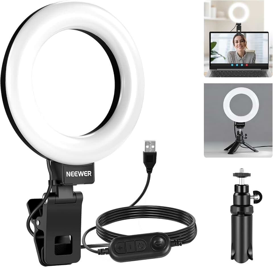 NEEWER Basics 5" Clip on Ringlicht für Videokonferenzen Beleuchtung, BR60