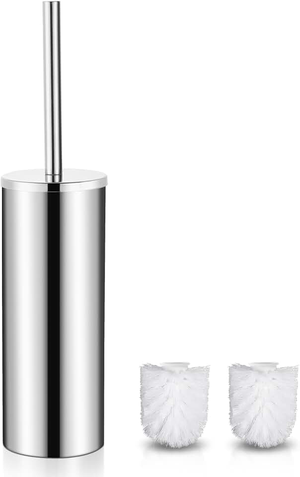 GRICOL Klobürste Toilettenbürste mit Behälter Edelstahl Rostfrei WC Bürste mit 2 Bürstenköpfe Chrom Silber