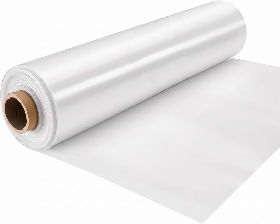 10 Mil 10'x100' Heavy Duty Clear Plastic Sheeting, UV Resistant Tear-Proof for Greenhouse, Construction, Painting, Farm & Floor Protection, Polyethylene Sheeting