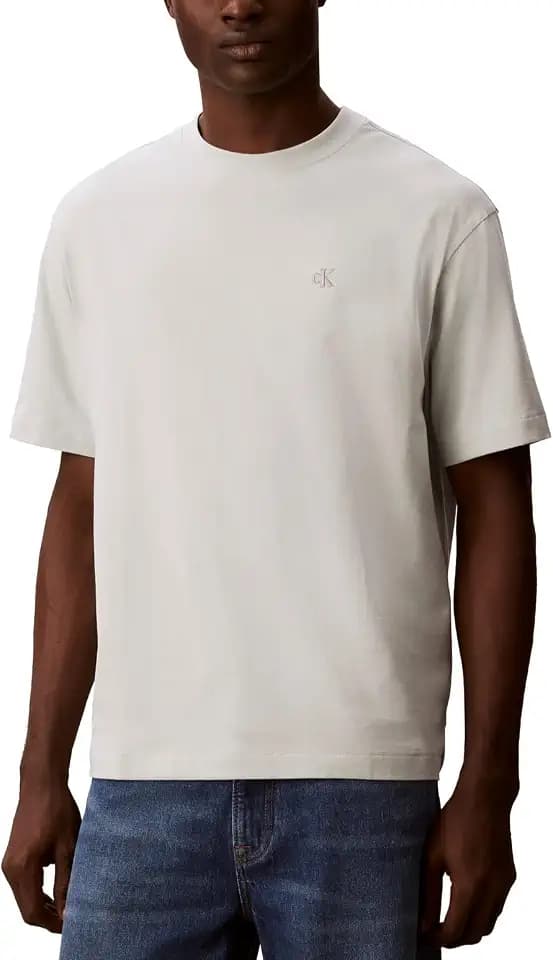 Calvin Klein Mens Relaxed Fit Monogram Logo Crewneck T-Shirt