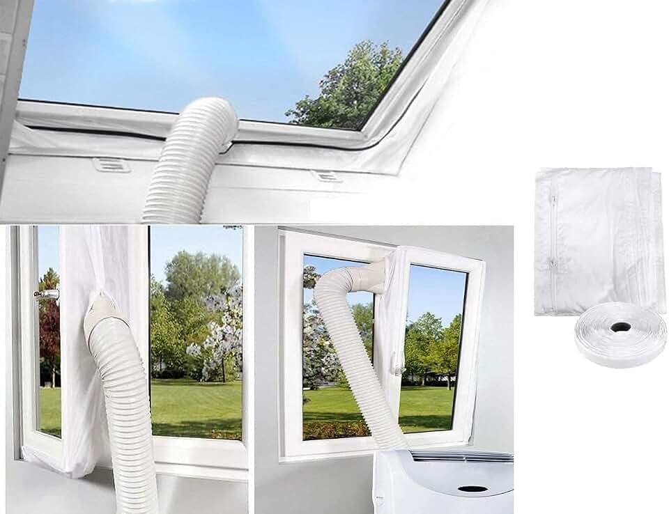 400CM Fensterabdichtung Für Mobile Klimageräte und Abluft-Wäschetrockner Hot Air Stop zum Anbringen an Fenster, Dachfenster, Flügelfenster (Fensterabdichtung)
