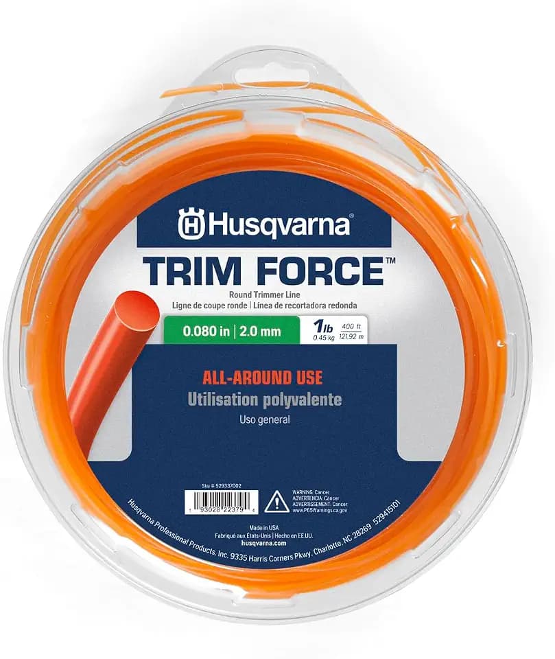 Husqvarna Trimforce 0.080 Inch, 400 Foot Spooled String Trimmer Line, All Around Use Weed Eater Line with Good Durability and Cutting Performance (1 lb)