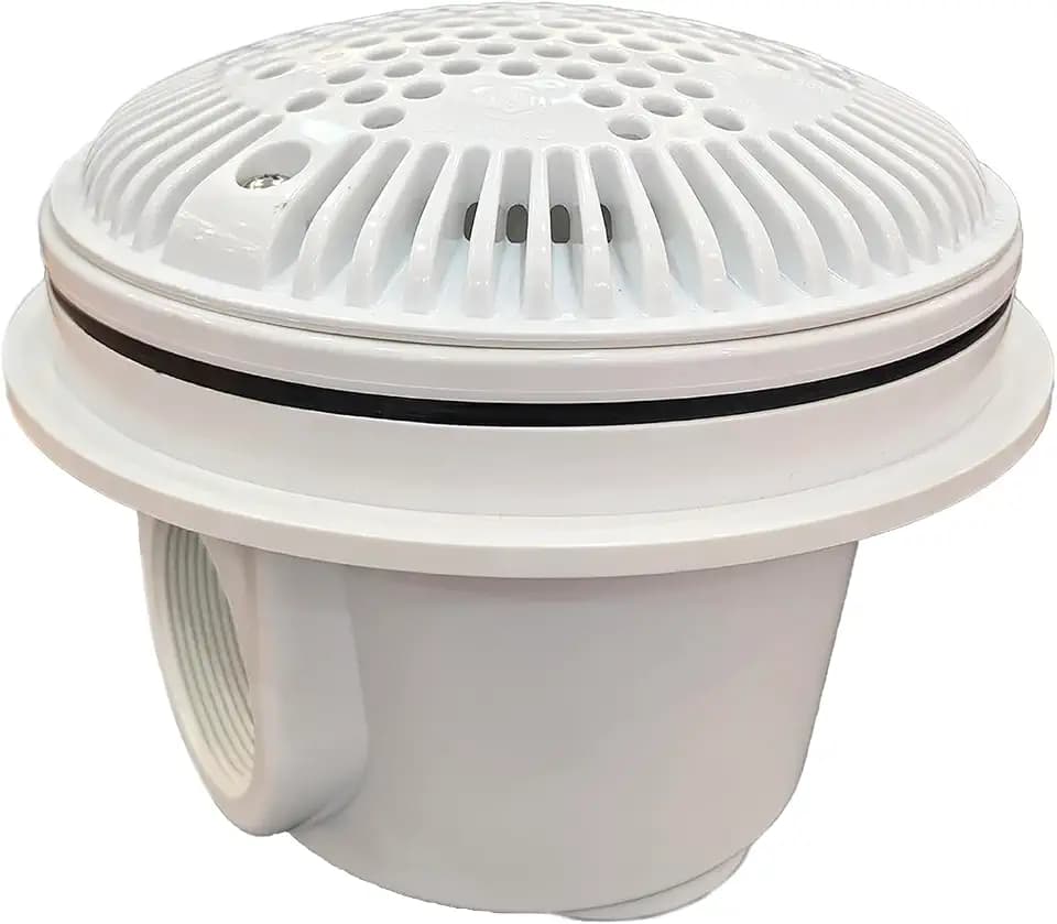 2-Inch Pool Main Drain, Dual Suction Outlet for Vinyl/Fiberglass Pools, White