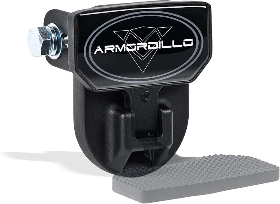 Armordillo FD Series 5" Foldable Rear Hitch Step|Compatible for Class 4 Trailer Hitch 2" Receiver|Hitch Step Bar|Folding Fold-Up Rear Step|8724552|Matte Black|Steel|Universal