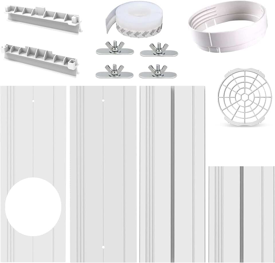 Portable Air conditioner Window Seal Kit, AC Window Seal Suitable for 5.9” AC Exhaust Hose, Adjustable Vertical/Horizontal Sliding Window Vent Seal Plates for A/C Unit Window Vent Kit
