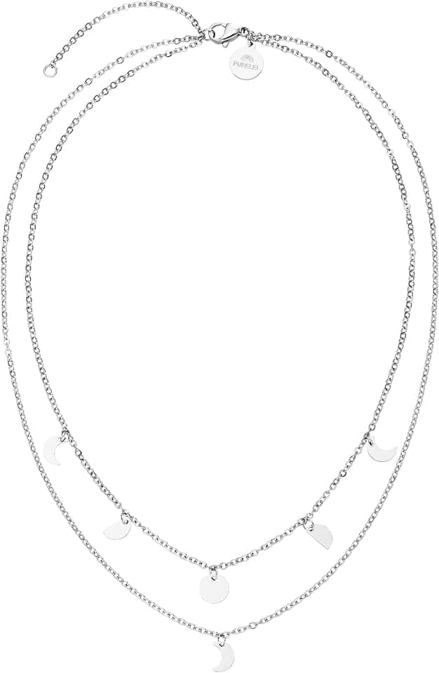 Purelei Luna Kette Damen – Halskette Damen aus langlebigem Edelstahl – Wasserfeste Kette mit Anhänger – 40-45 cm Länge verstellbar – Halskette für deinen individuellen Look