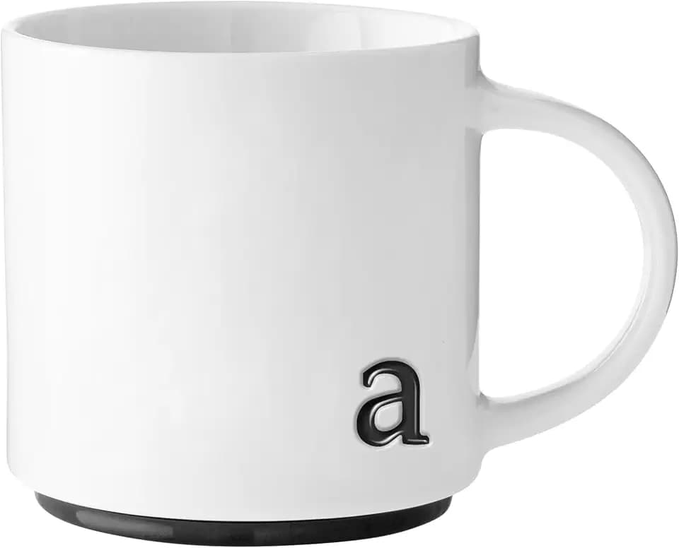COLLECTIVE HOME Personalized Initial Coffee Mug with Gift Box - 15oz Ceramic Monogram Cup, Microwave & Dishwasher Safe - Ideal Gift for Mother’s Day, Christmas, Graduation (a)