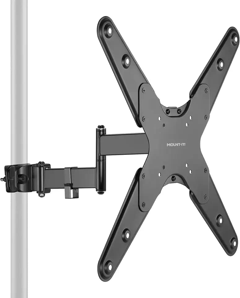 Mount-It! TV Pole Mount, Full Motion Universal TV Bracket, VESA 75x75 to 400x400, Fits TVs and Monitors 32" - 55", Clamp Fits Poles from 1.1" to 1.96", Extendable Arm, for POS, Trade Shows, Gazebo