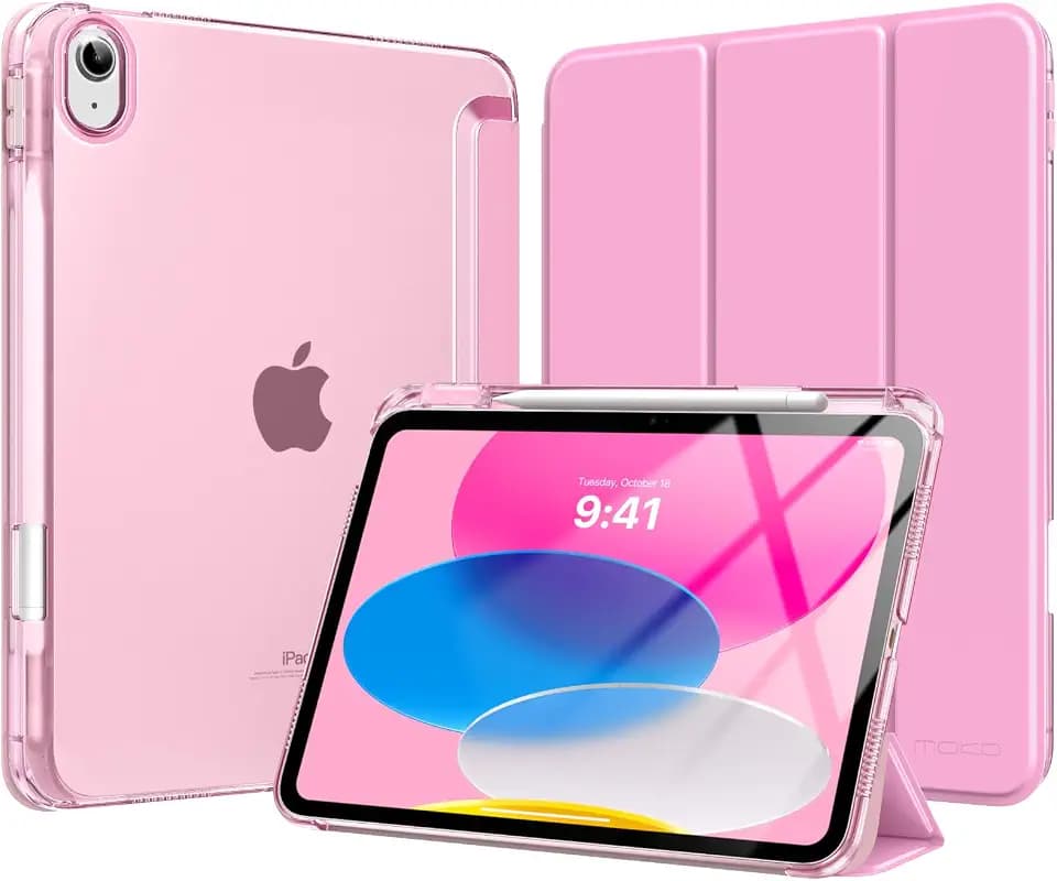 Moko for iPad A16 11th Generation Case 11 Inch 2025 with Pencil Holder,Pink