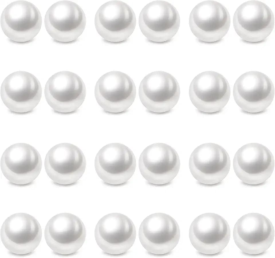 Charisma 8mm Composite Pearl Earrings Round Ball Pearls Stud Earrings Hypoallergenic 12 Pairs Imitation Pearl Earrings Set for Women