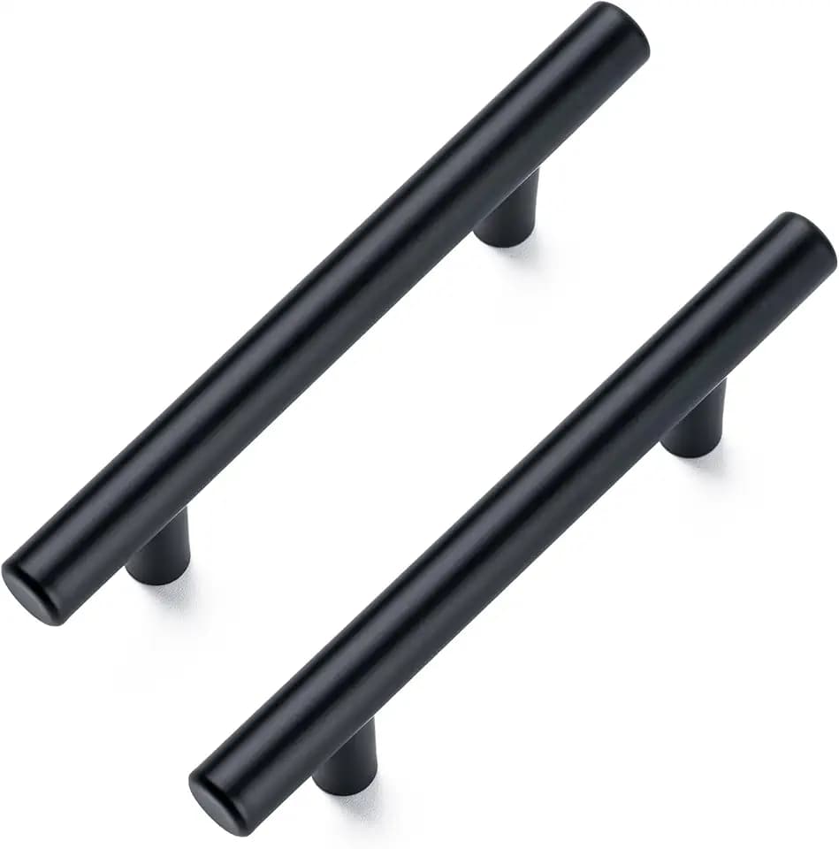 10 Pack Cabinet Handles, 5 Inch Length, 3 Inch Hole Center, Matte Black