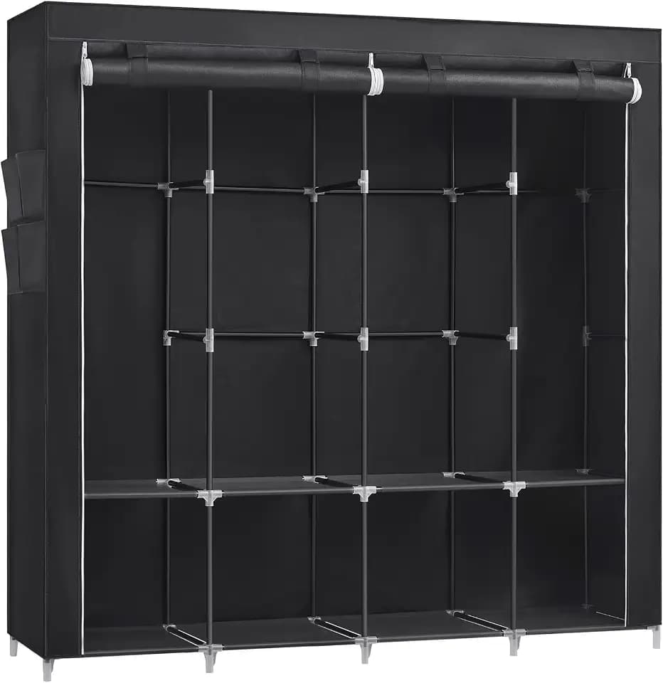 SONGMICS Stoffschrank, 4 Hängefächer, mit Ablagen, 45 x 170 x 167 cm