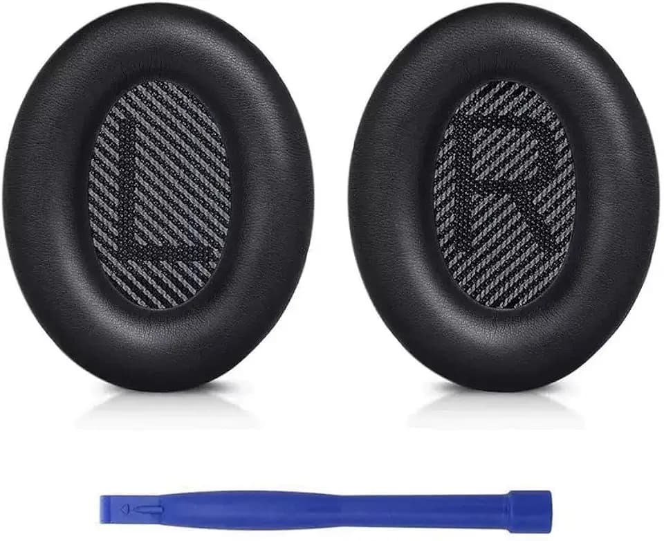 Earpads Cushions for Bose QuietComfort 35 (QC35) & Quiet Comfort 35 II (QC35 ii) Headphones, Noise Isolation Foam,Ear Pads with Softer Leather, Added Thickness (Black)