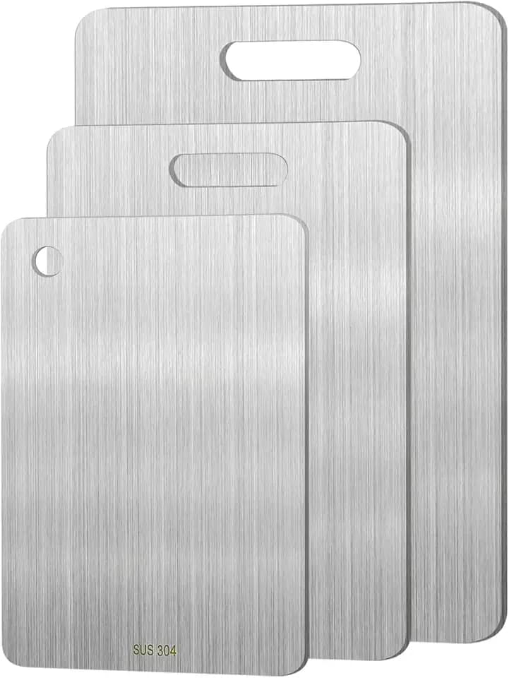 3pcs Edelstahl Schneidebrett Set doppelseitige spülmaschinenfest