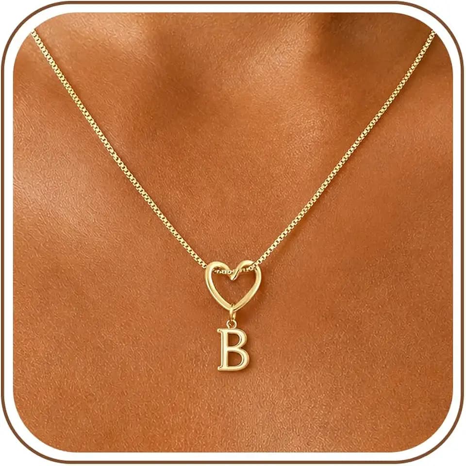 ZOERAY Dainty Gold Initial Necklace for Women Letter A-Z Heart Necklace