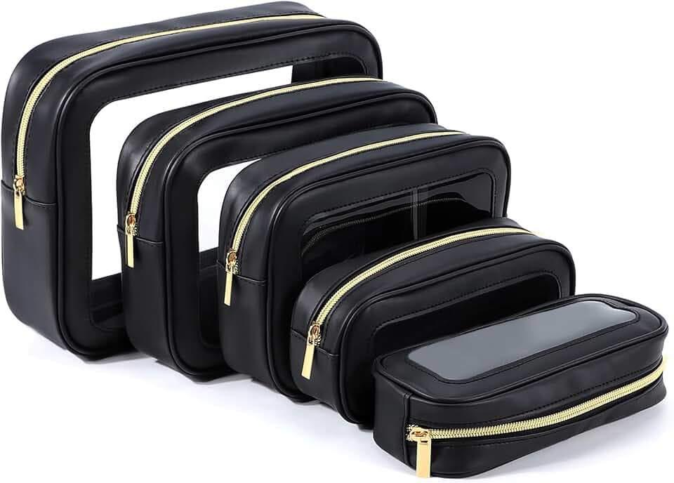 YOPCDJ 5PCS Diaper Bag Organizer Pouch Set, TSA Approved Toiletry Bag，Clear Waterproof TPU Makeup Bag Set Travel Organizer Bags for Women and Kids