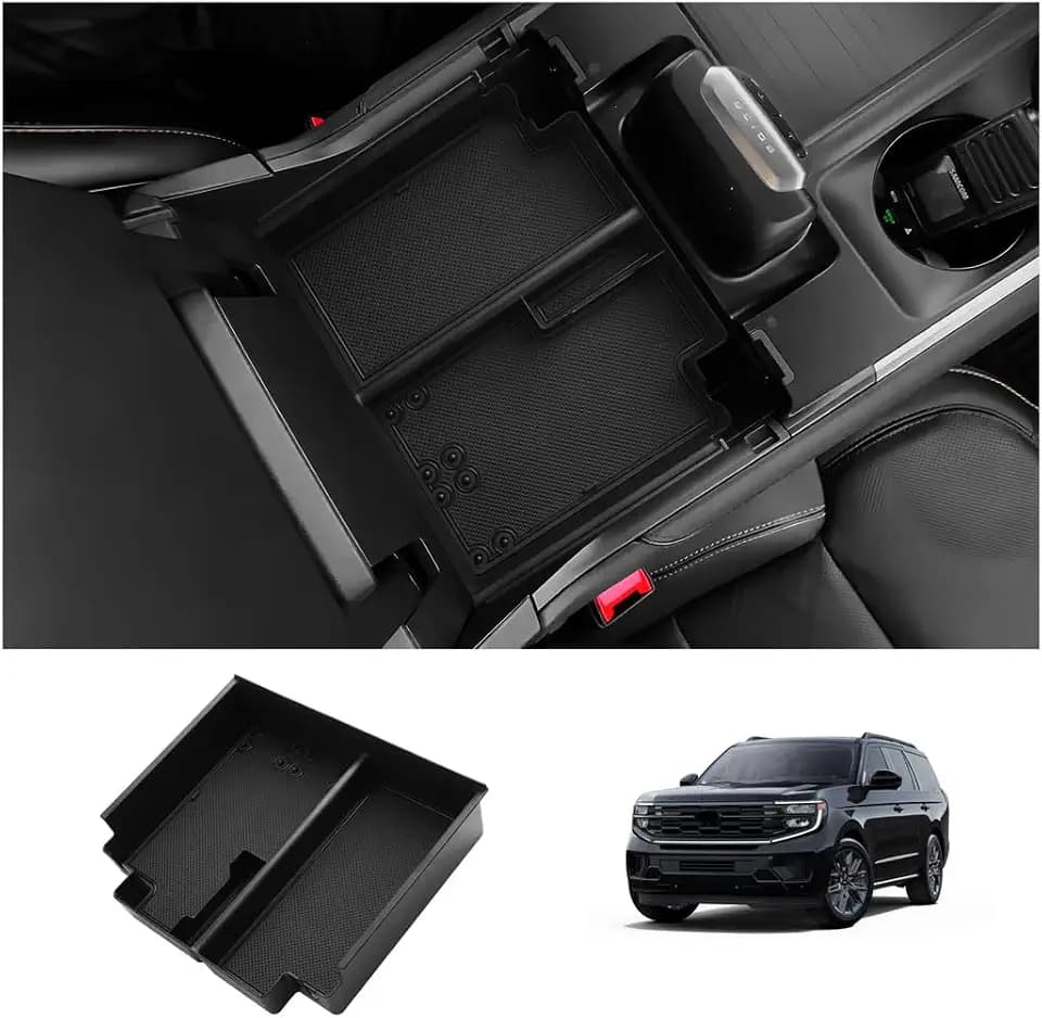 LUWU Center Console Organizer for 2025 2026 2027 Ford Expedition Active/Platinum/Tremor/King Ranch Accessories Armrest Storage Box Tray Organizer Insert Tray ABS Material 2027 Expedition Accessories