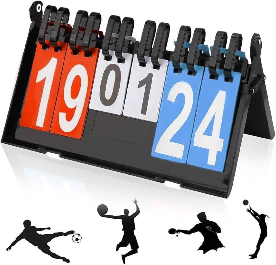 mizikuu 6-Stellige Anzeigetafel, Flip Sportanzeigetafel Digit Wettbewerbs Anzeigetafeln Scorebord Tragbare Punktezähler für Basketball, Fußball, Badminton, Baseball, Volleyball Indoor Outdoor