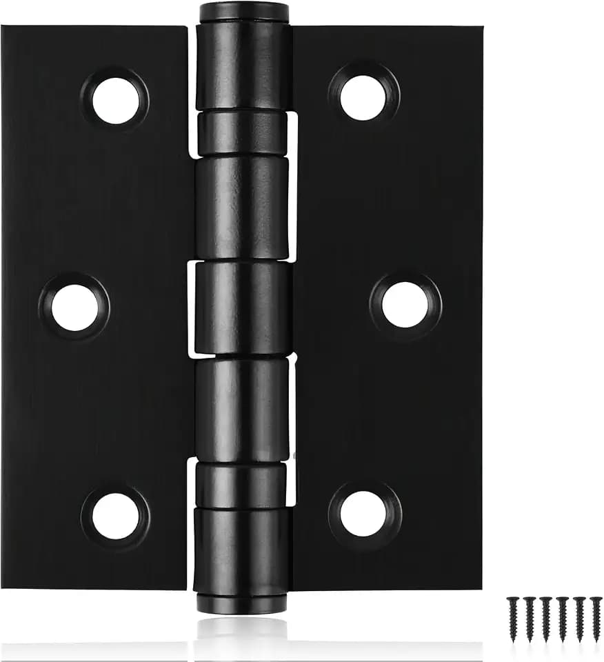 6-Pack Black Door Hinges, 3 Inch Heavy Duty Stainless Steel Hinge for Interior Exterior Doors, Max Loading 100LB, Matte Black Ball Bearing Hinges with Screws, Smooth and Quiet