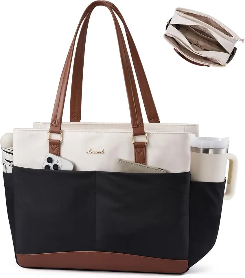 LOVEVOOK Work Tote Bag for Women with 40oz Large Cup Holder