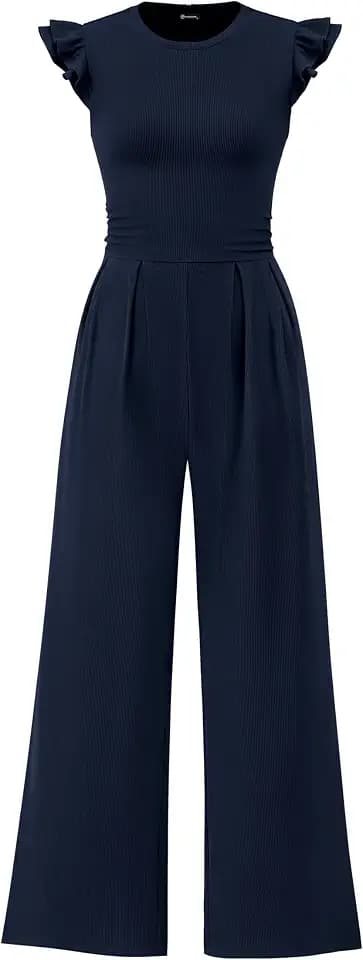 PRETTYGARDEN Cap Sleeve One Piece Jumpsuits for Women