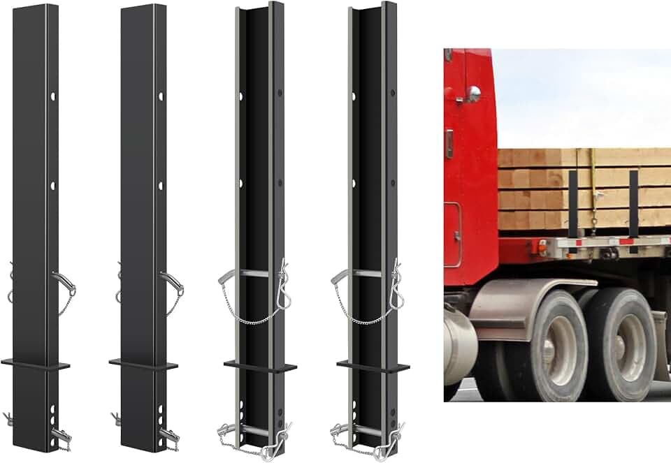 Sidasu Adjustable C Channel Pipe Stakes for Flatbed Trailer, 4-Pack 30"