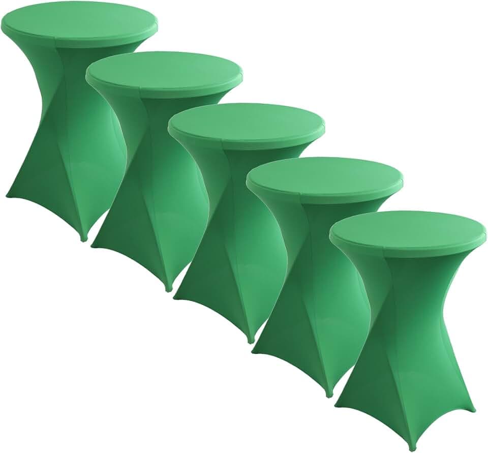 Stretch Stehtisch Hussen Spandex Stehtischhussen (Grün, 5er Set Ø 80-85 cm)