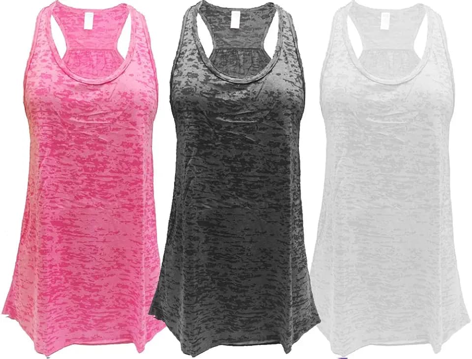 Women’s Flowy Racerback Tank Top – Lightweight Athletic Sleeveless Workout Gym Shirt – Regular & Plus Pack of 3