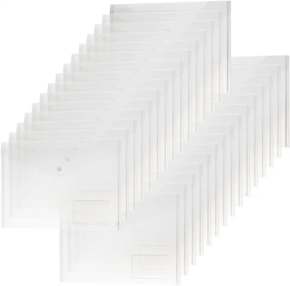 H&S Dokumentenmappe A4-30er Set - Transparente Postmappe Sammelmappe - Dokumententasche mit Druckknopfverschluss - Dokumententasche Mappe - Mappen A4 durchsichtig