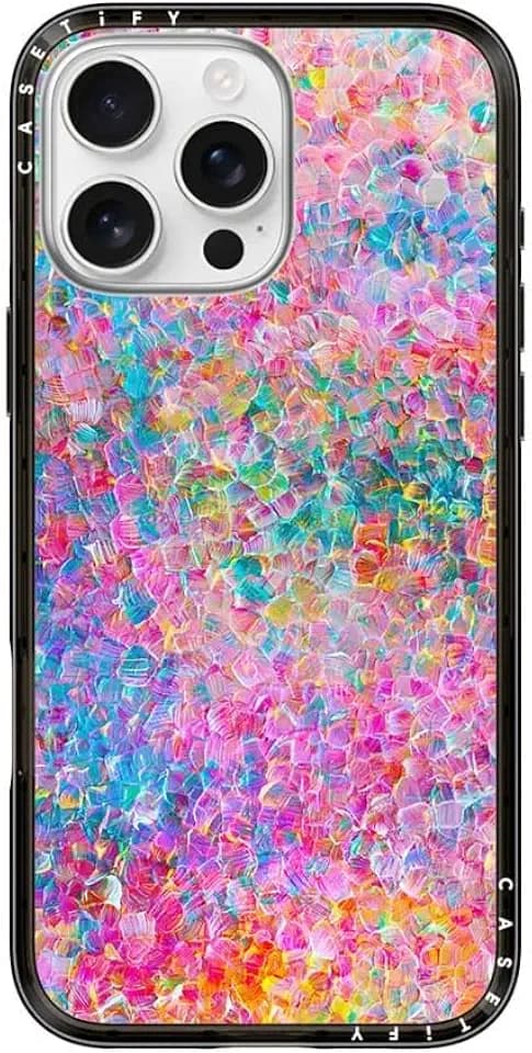 CASETiFY Kompakte Magsafe Schutzhülle für iPhone 16 Pro Max [leicht/schlanke Passform/kompatibel mit Magsafe] – My Neon Summer von Ingrid Ching – Transparentes Schwarz