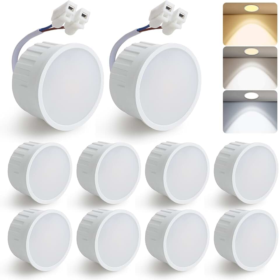 HCFEI LED Modul Ultra Flach ø50x24mm für Einbaustrahler, 5W 450lm 110° 230V, Warmweiß Naturalweiß Kaltweiß, Ersetzt GU10 MR16 Leuchtmittel, Dimmbar, Flackerfreie IP44 Wasserdicht (10 Stück (1er Pack))