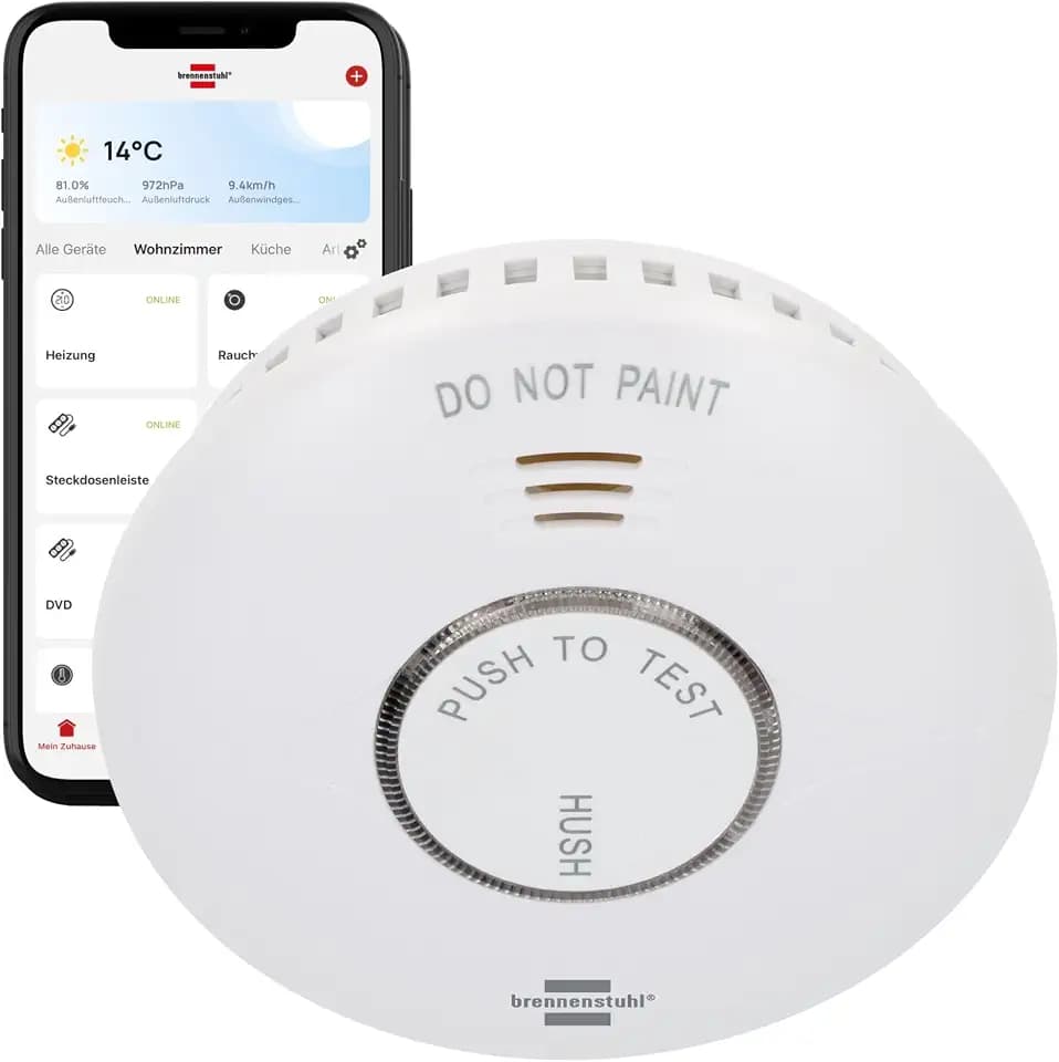 Brennenstuhl Connect WiFi Rauchwarnmelder RM A 3020, inkl. 2X Batterien