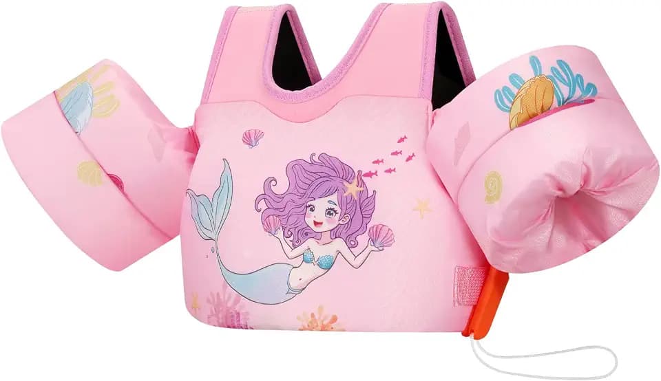 MoKo Toddler Swim Vest for Kids 13-30/20-50/22-66lbs, Swim Arm Floaties Cartoon Swimming Water Wings Pool Float Vests Sleeves Shoulder Straps Arm Band for Children Learn to Swim