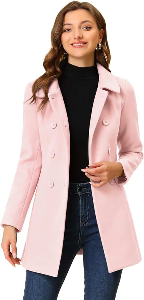 Allegra K Damen Coat Erbsenmantel