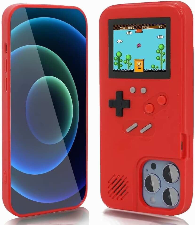 Gameboy Schutzhülle für iPhone XS Max, Handheld Retro 168 Klassische Spiele, Farbvideo-Display-Spielhülle für iPhone, Kratzfest, stoßfest, Rot