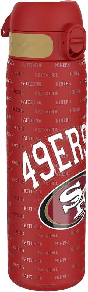 ion8 NFL Edelstahl-Trinkflasche, Auslaufsicher, Einhandöffnung, Sichere Verriegelung, Spülmaschinenfest, Tragegriff, Langlebig, Ideal für Sport