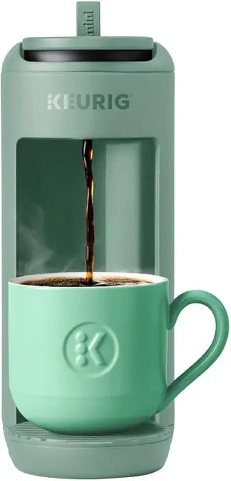 Keurig K-Mini Mate Single Serve K-Cup Pod Coffee Maker, Brews Up to 12 oz Cup, Compact Portable Coffee Machine for Small Spaces, Great for Dorms & Offices, Glamping Green