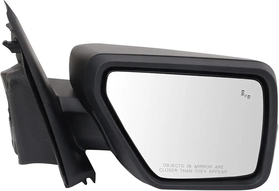 TRQ Passenger Side Power Mirror Chrome Trim Heated Blind Spot Textured