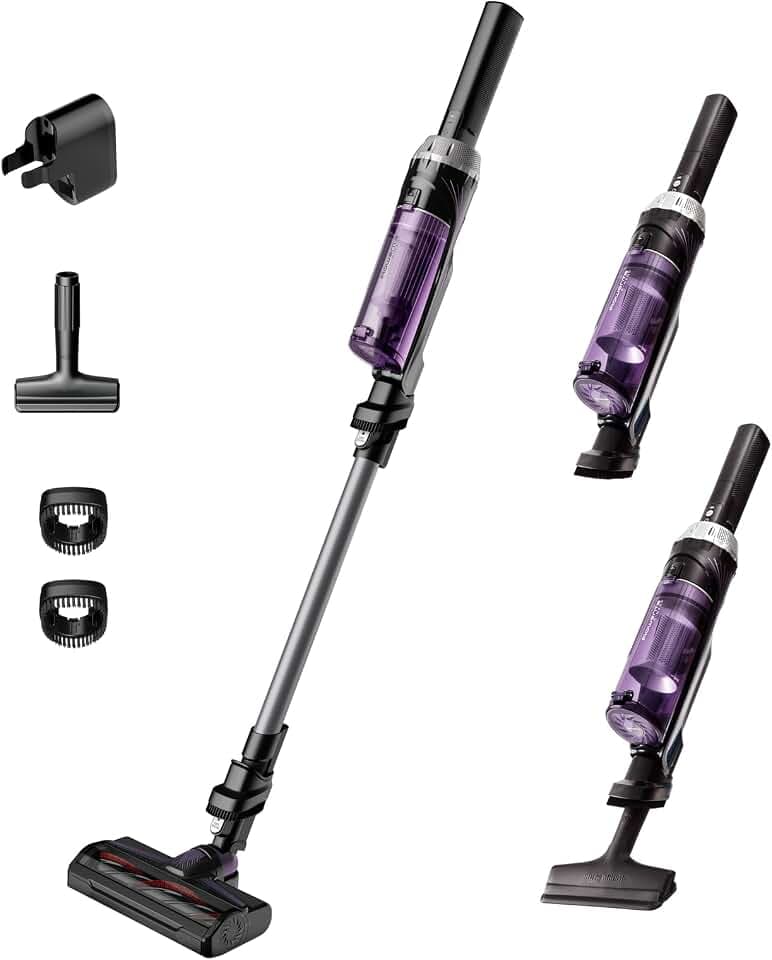 Rowenta X-Nano kabelloser Akkustaubsauger, Lithium-Ionen Batterie, Ultraleicht, 2-in-1 Stabstaubsauger & Handstaubsauger kabellos, bis zu 40 Min. Laufzeit, inkl. Zubehör, grau-lila, RH1128