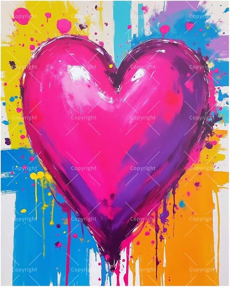 TAOPAOLAB Abstract Paint by Numbers Kit for Adults - DIY Colorful Heart Art Painting on Canvas 12x16In, Framed Acrylic Paint Set, Suitable for Beginners, Art for Home Decoration or Gifts