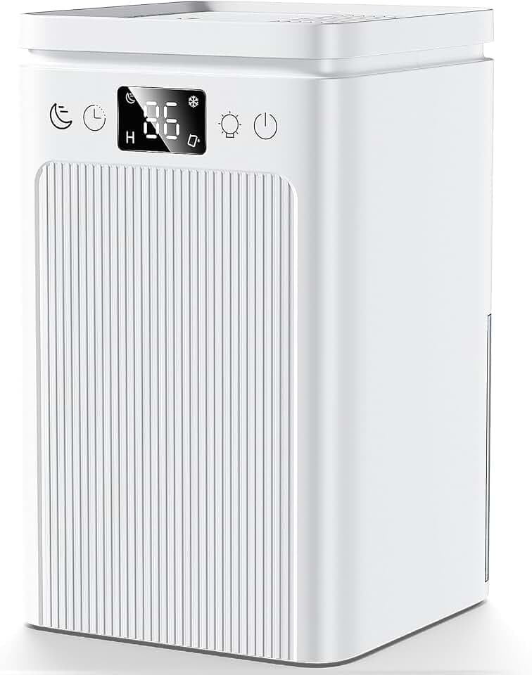 Luftentfeuchter 2200ML,Raumentfeuchter Elektrisch Tragbar Ultra Leise,Entfeuchter mit LED Display,2-12H Timer &7-Farben LED Licht,Automatischer Abschaltung, Dehumidifier for Home（weiß）